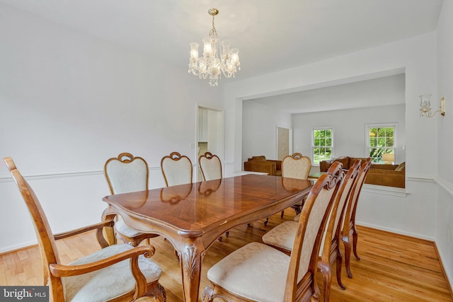 9310 Saffron Hill Ct, Manassas, VA 20110 - dining room with a chandelier, light wood-type flooring, and baseboards