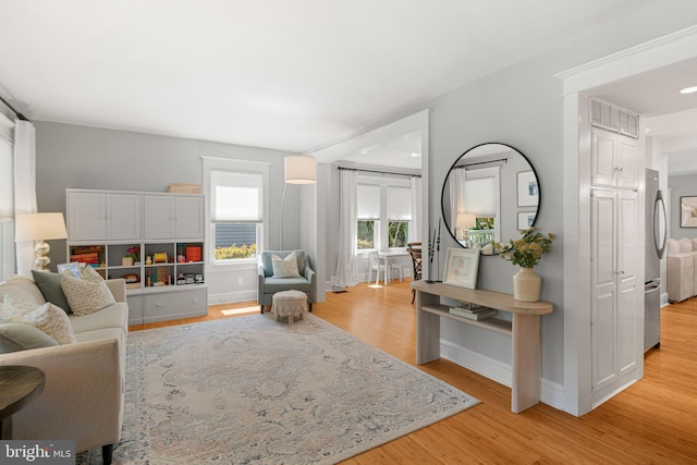 328 Avondale Ave, Haddonfield, NJ 08033 - living room featuring light wood-style flooring, baseboards, and recessed lighting