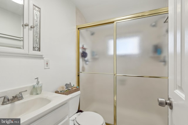 39 Village Ln, Levittown, PA 19054 - bathroom with vanity, a shower with door, and toilet