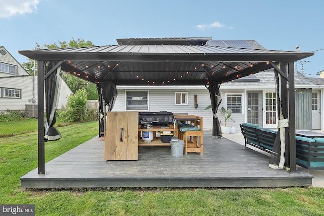 39 Village Ln, Levittown, PA 19054 - deck featuring a gazebo and cooling unit