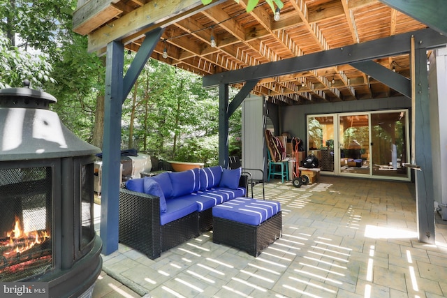 4416 Upland Dr, Alexandria, VA 22310 - view of patio featuring an outdoor living space with a fireplace