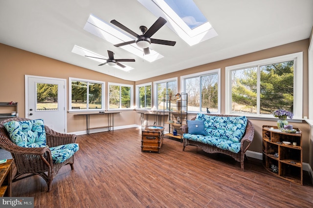 5 Craig Ln, Malvern, PA 19355 - sunroom / solarium featuring a skylight, vaulted ceiling, healthy amount of natural light, and a wooden deck