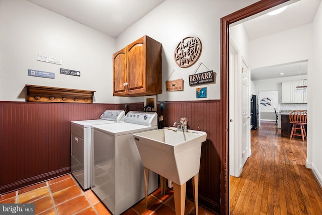 5 Craig Ln, Malvern, PA 19355 - washroom with a wainscoted wall, cabinet space, and separate washer and dryer