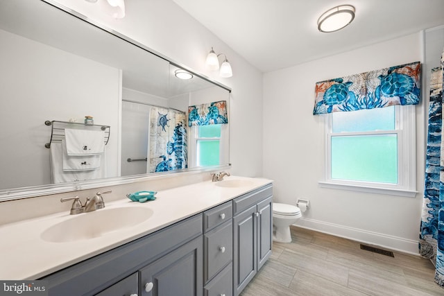 5 Craig Ln, Malvern, PA 19355 - bathroom featuring plenty of natural light, double vanity, toilet, and baseboards