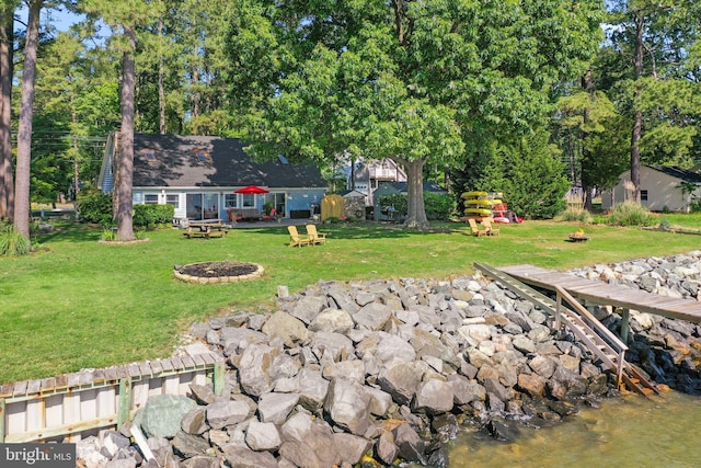 105 Bayview Ln, Hague, VA 22469 - view of grassy yard featuring an outdoor fire pit