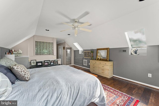 105 Bayview Ln, Hague, VA 22469 - bedroom featuring lofted ceiling, wood finished floors, baseboards, and ceiling fan