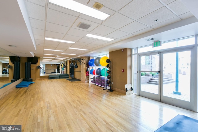 100 Harborview Dr Unit 513, Baltimore, MD 21230 - exercise room featuring wood finished floors and a paneled ceiling