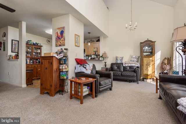 261 Osprey Ln, Hummelstown, PA 17036 - carpeted living area with a chandelier and baseboards