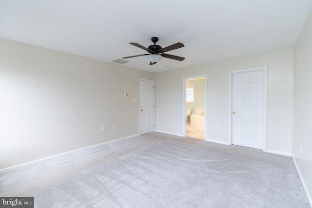 306 Canyon Rd, Winchester, VA 22602 - unfurnished bedroom featuring light colored carpet, ensuite bath, baseboards, and a ceiling fan