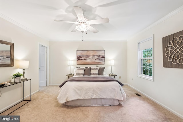 2032 Franklin Cluster Ct, Falls Church, VA 22043 - bedroom with carpet, crown molding, baseboards, and ceiling fan
