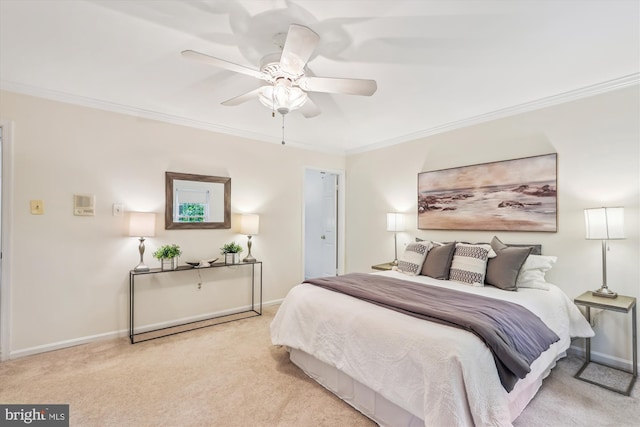2032 Franklin Cluster Ct, Falls Church, VA 22043 - carpeted bedroom with ornamental molding, baseboards, and a ceiling fan