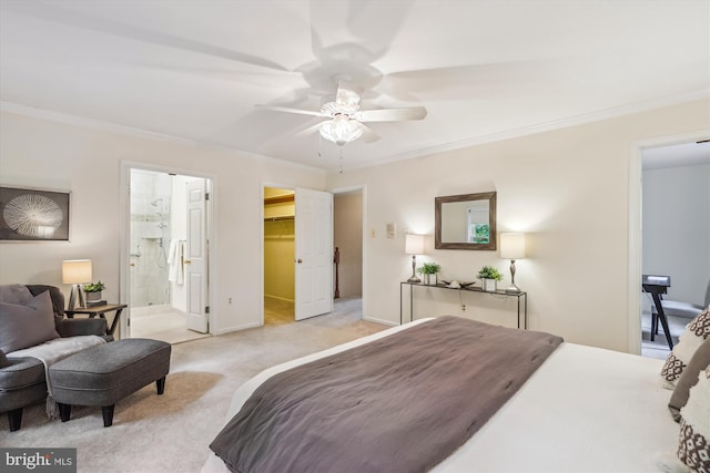 2032 Franklin Cluster Ct, Falls Church, VA 22043 - bedroom featuring ornamental molding, carpet floors, a spacious closet, baseboards, and connected bathroom