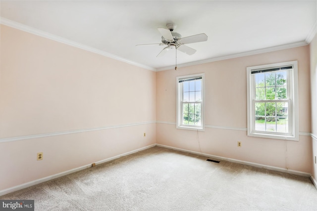 2032 Franklin Cluster Ct, Falls Church, VA 22043 - carpeted empty room with crown molding, baseboards, and a ceiling fan