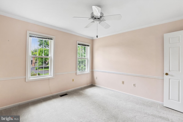 2032 Franklin Cluster Ct, Falls Church, VA 22043 - spare room with baseboards, carpet flooring, crown molding, and a ceiling fan
