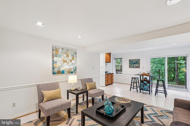 2032 Franklin Cluster Ct, Falls Church, VA 22043 - living area with recessed lighting, baseboards, and light flooring