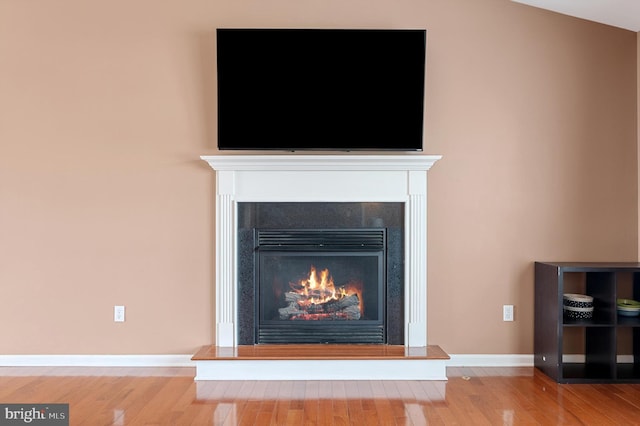 81 Toulouse Ln, Martinsburg, WV 25403 - detailed view of wood finished floors, a lit fireplace, and baseboards