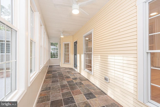 101 Port Arthur Ct, Ocean Pines, MD 21811 - unfurnished sunroom with a ceiling fan and lofted ceiling