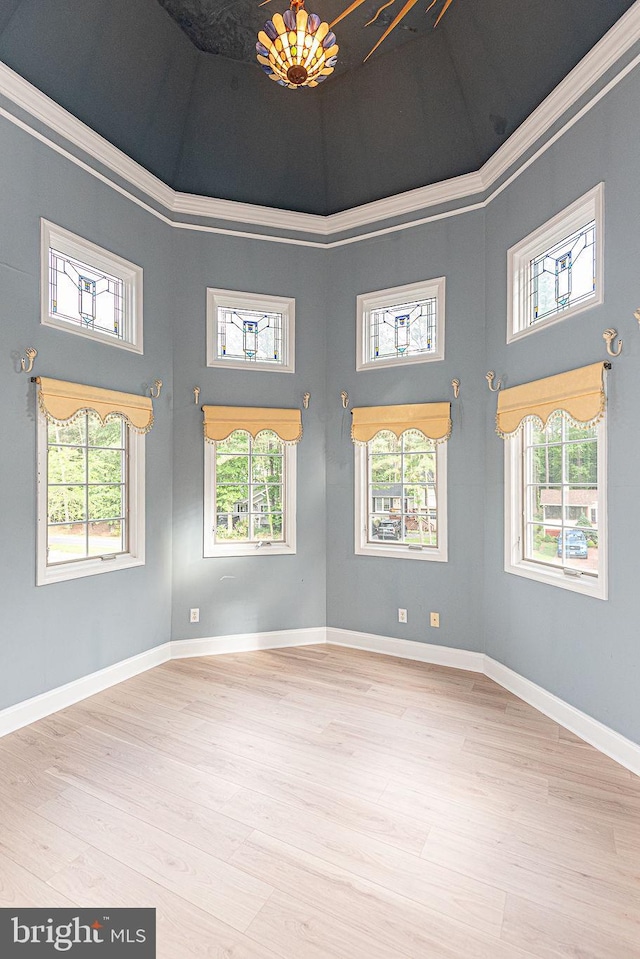 101 Port Arthur Ct, Ocean Pines, MD 21811 - unfurnished room with a high ceiling, wood finished floors, healthy amount of natural light, crown molding, and baseboards