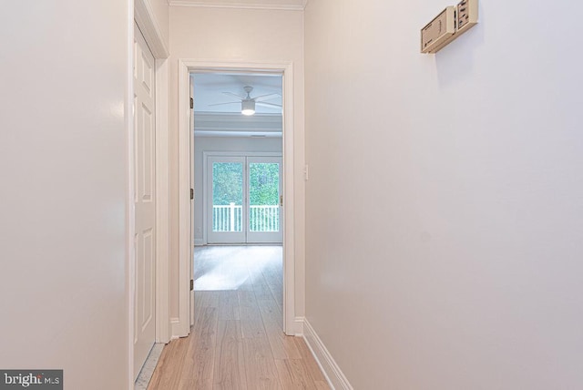 101 Port Arthur Ct, Ocean Pines, MD 21811 - hallway with light wood-style flooring, baseboards, and ornamental molding