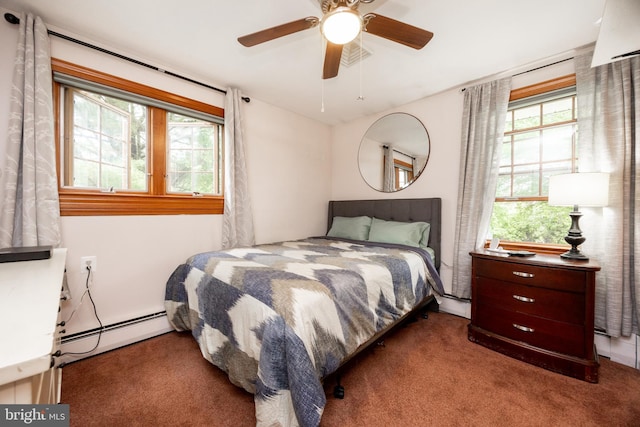 bedroom with carpet floors and multiple windows