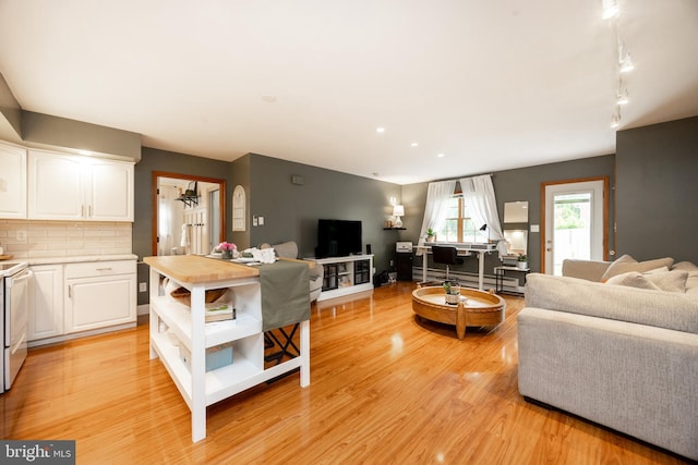 living room featuring light wood-style flooring