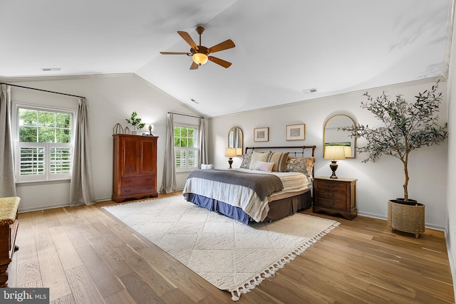 4 Saint Vincent Ct, Stafford, VA 22556 - bedroom with vaulted ceiling, wood finished floors, a ceiling fan, and baseboards
