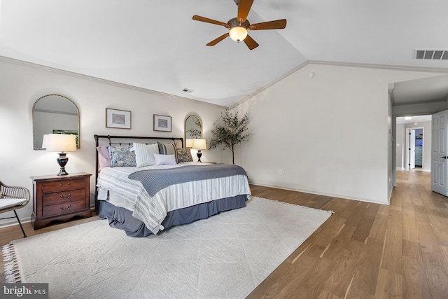 4 Saint Vincent Ct, Stafford, VA 22556 - bedroom featuring lofted ceiling, wood finished floors, ornamental molding, ceiling fan, and baseboards