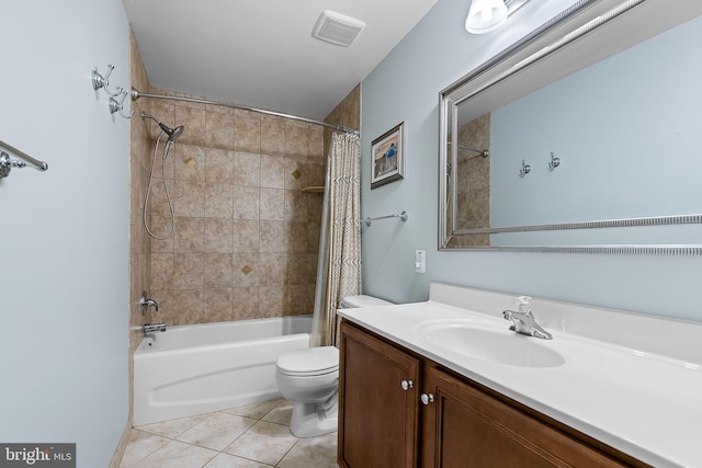 4 Saint Vincent Ct, Stafford, VA 22556 - bathroom featuring toilet, shower / bathtub combination with curtain, vanity, and tile patterned floors