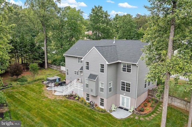 4 Saint Vincent Ct, Stafford, VA 22556 - back of house featuring a patio area, a shingled roof, french doors, and a wooden deck