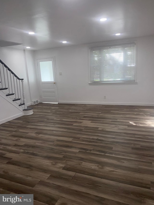 1148 Slocum St, Philadelphia, PA 19150 - entryway featuring dark wood-style floors, stairs, recessed lighting, and baseboards