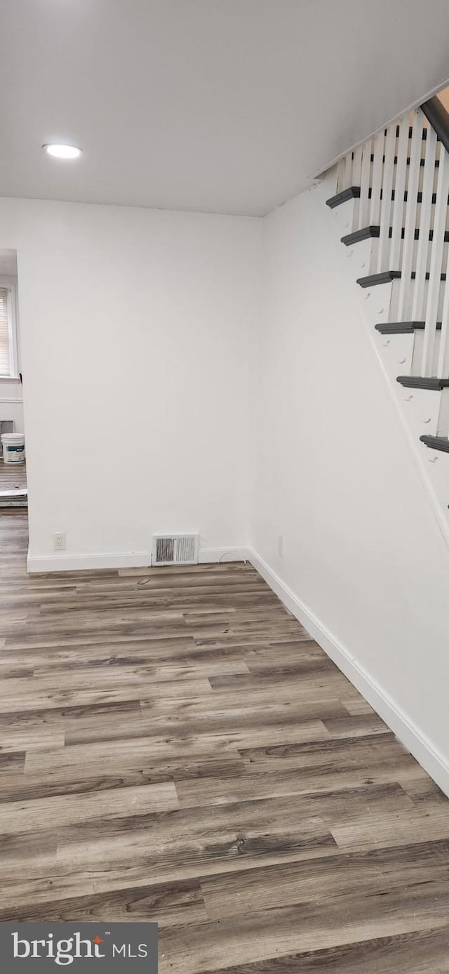 1148 Slocum St, Philadelphia, PA 19150 - basement featuring wood finished floors, baseboards, stairway, and recessed lighting