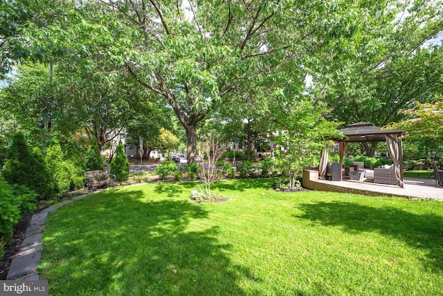 1387 N Carolina Ave NE, Washington, DC 20002 - view of green lawn with a gazebo, an outdoor living space, and a patio area