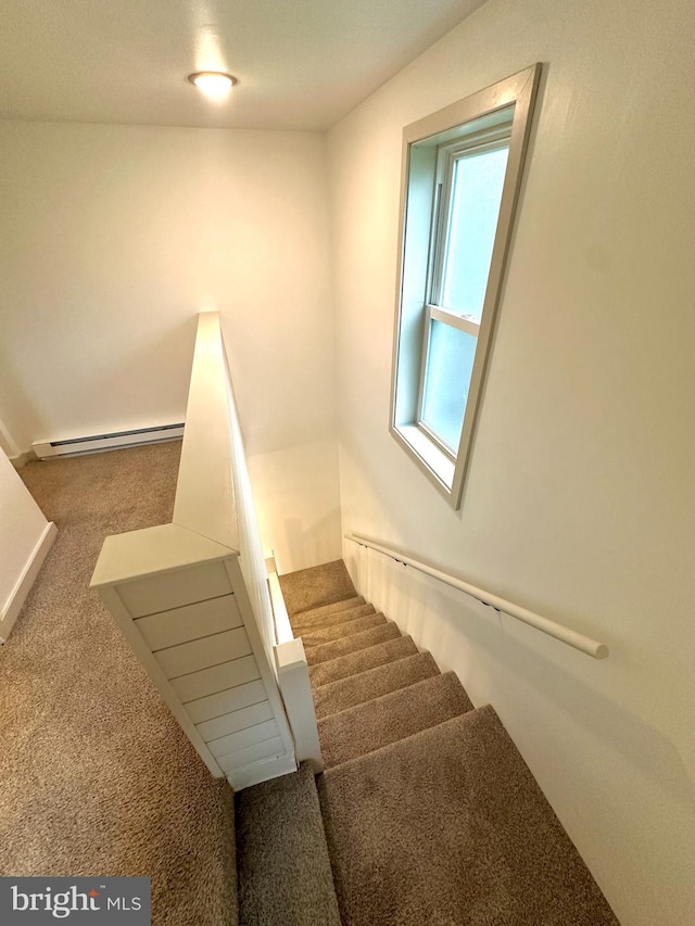 118 Hopewell St, Birdsboro, PA 19508 - stairs with carpet floors and baseboard heating