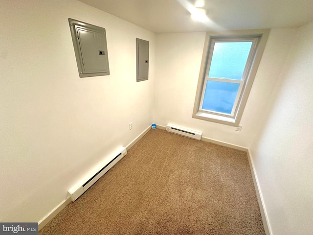 118 Hopewell St, Birdsboro, PA 19508 - carpeted spare room with electric panel, baseboard heating, a baseboard radiator, and baseboards
