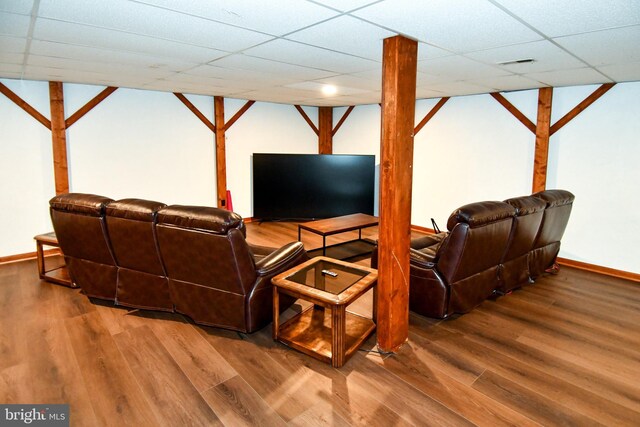 2410 Mill Branch Rd, Bowie, MD 20716 - living area with wood finished floors and a drop ceiling