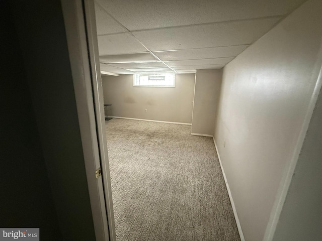 5902 E Roosevelt Blvd, Philadelphia, PA 19149 - below grade area featuring carpet flooring, a paneled ceiling, and baseboards