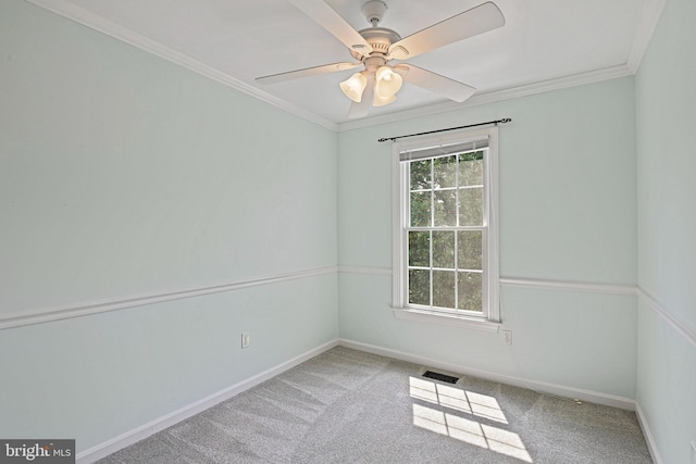 1205 Bond St, Herndon, VA 20170 - carpeted spare room featuring crown molding and a ceiling fan