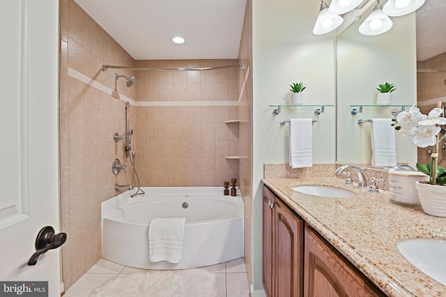 1205 Bond St, Herndon, VA 20170 - full bathroom with tile patterned flooring,  shower combination, and double vanity