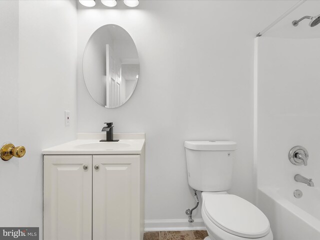 632 Island Creek Ct, Annapolis, MD 21401 - bathroom with toilet, vanity, shower / bathtub combination, and baseboards