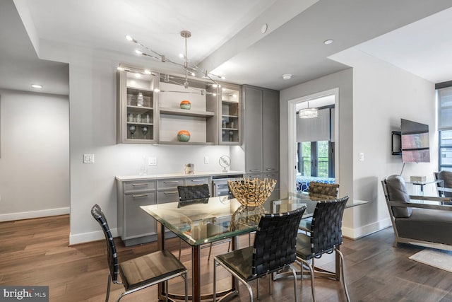 1300 4th St SE Unit 214, Washington, DC 20003 - dining space with baseboards, dark wood finished floors, and recessed lighting