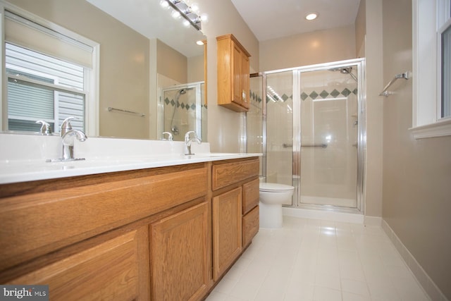 30 Dayton Cir, Fredericksburg, VA 22406 - full bath with a stall shower, double vanity, tile patterned floors, and toilet