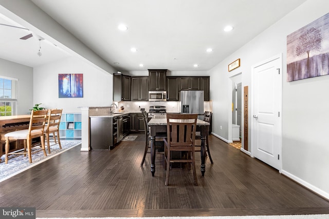 3615 Amber Way, Aberdeen, MD 21001 - dining area with dark wood-style floors, recessed lighting, and baseboards