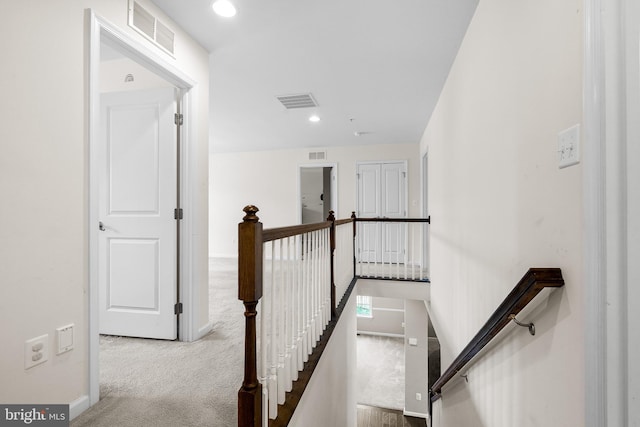 3615 Amber Way, Aberdeen, MD 21001 - hallway with an upstairs landing, carpet flooring, baseboards, and recessed lighting