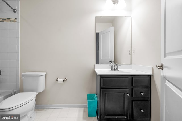 3615 Amber Way, Aberdeen, MD 21001 - full bathroom featuring vanity, toilet, baseboards, washtub / shower combination, and tile patterned flooring