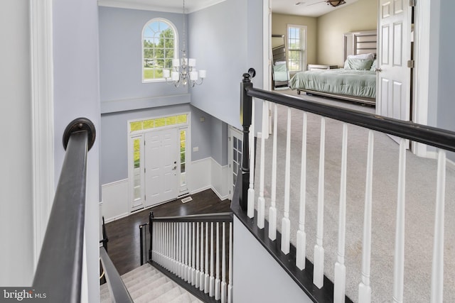 1781 Cobblestone Ln, Vineland, NJ 08361 - foyer featuring a chandelier, wood finished floors, and baseboards