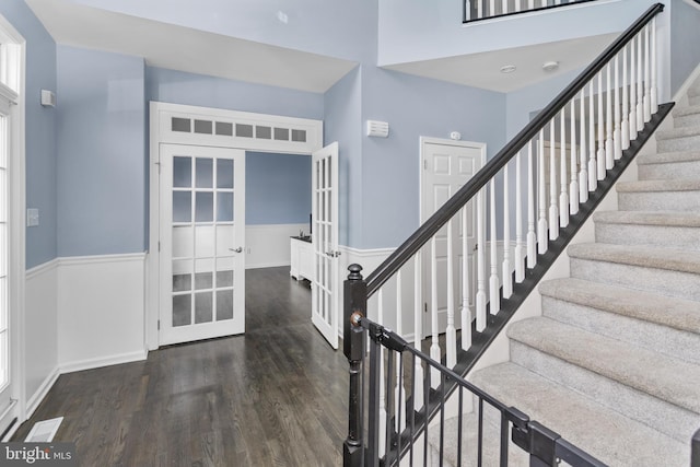 1781 Cobblestone Ln, Vineland, NJ 08361 - foyer entrance featuring french doors, wood finished floors, and stairway