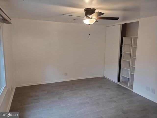 2841 Aquarius Ave, Silver Spring, MD 20906 - spare room featuring ceiling fan, dark wood-type flooring, and baseboards