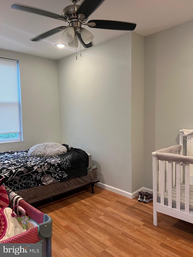 3431 N 19th St, Philadelphia, PA 19140 - bedroom with light wood-style floors, baseboards, a ceiling fan, and recessed lighting