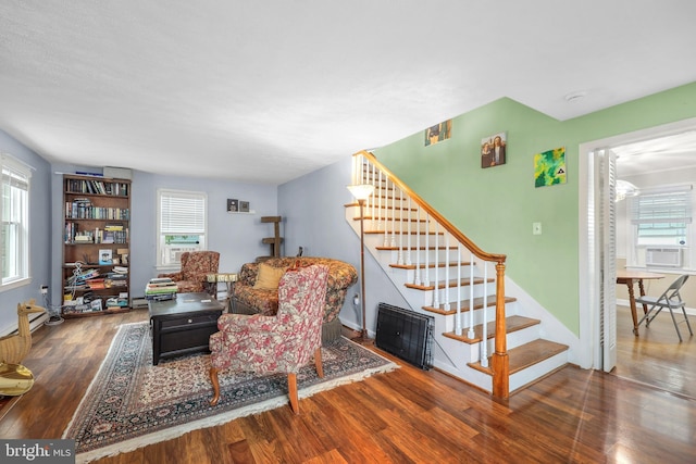 904 W Burke St, Martinsburg, WV 25401 - living room with stairway, wood finished floors, and healthy amount of natural light
