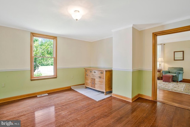 22350 Old Hundred Rd, Barnesville, MD 20838 - spare room with hardwood / wood-style flooring, baseboards, and ornamental molding